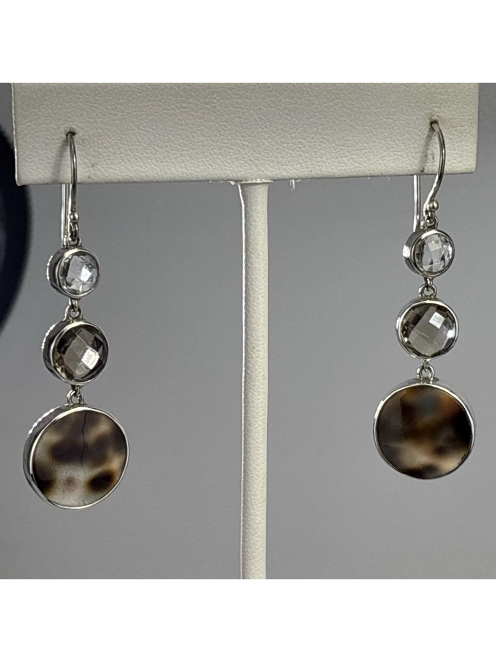 Lori Bonn Brown and Clear quartz Drop Earrings